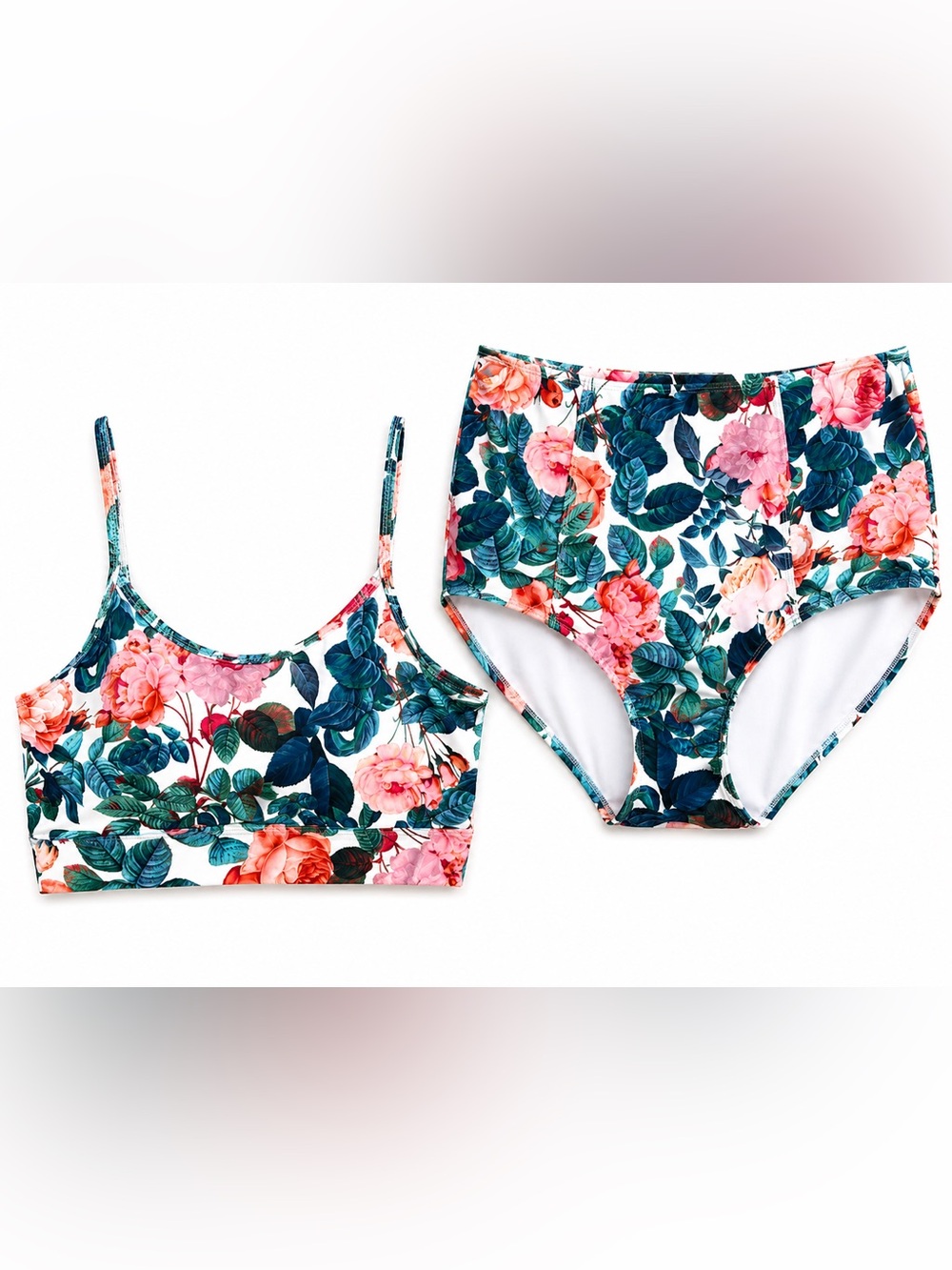 Lime Ricki Floral Bikini Set in White, Pink, Green, Navy